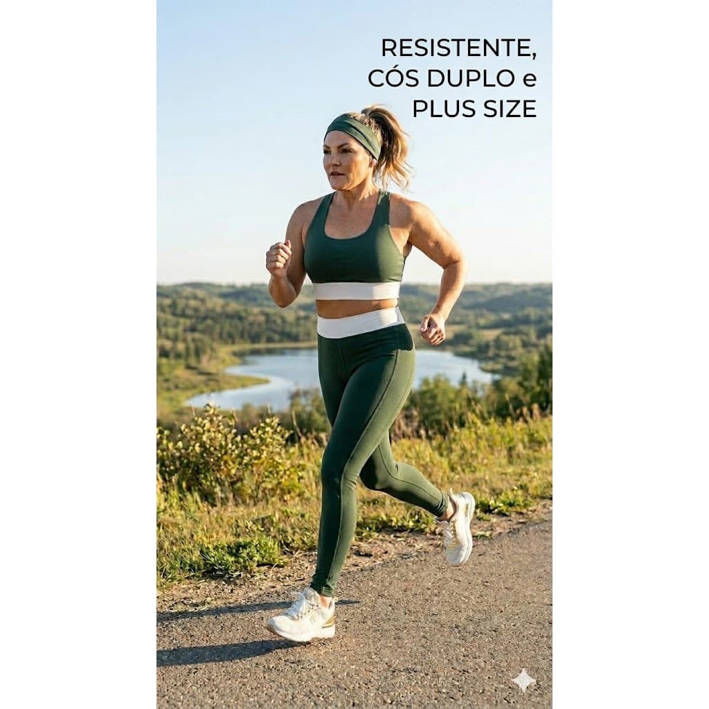 Conjunto Inverno Frio Quentinho Feminino Calça e Top de Academia Fitness e Corrida Resistente Cós Alto Plus Size
