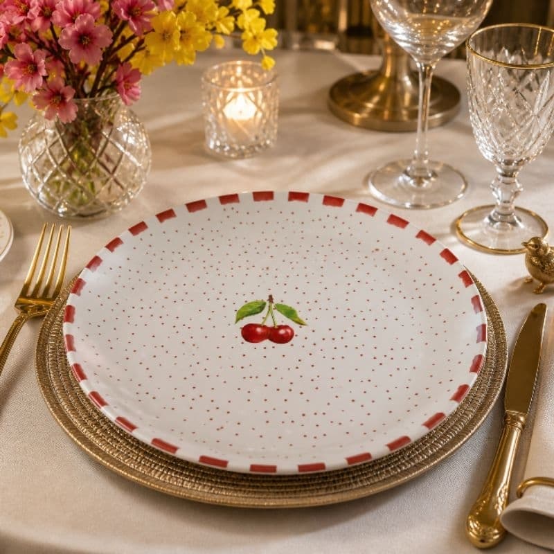 Prato Grande Luxuoso de Jantar 29cm em Cerâmica Mesa Posta Super Resistente
