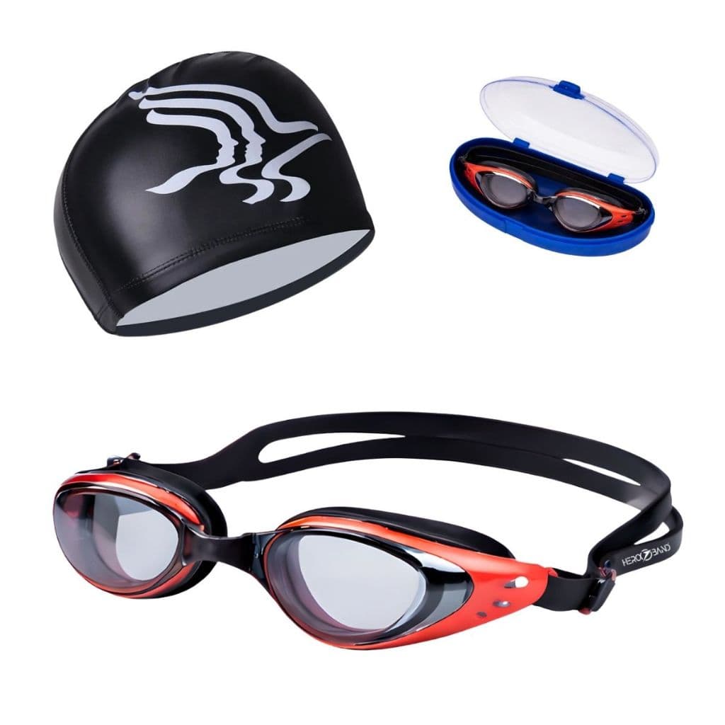 Kit Natação Infantil Profissional Óculos + Touca Silicone Antiembaçante Proteção UV Estojo Hero Band