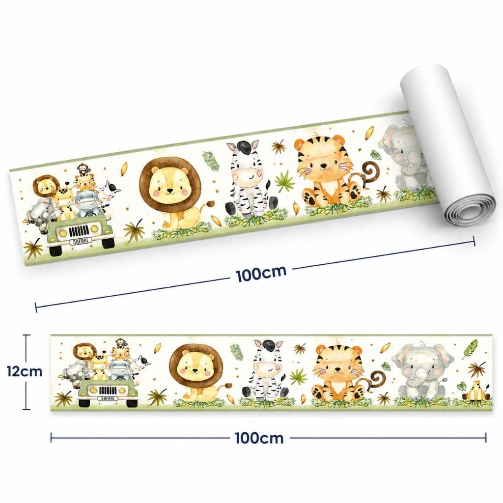 Adesivo Faixa Infantil Safari 100cm Parede Bebê Decoração Premium