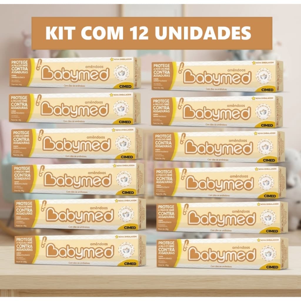 Pomada Para Assadura c/ 12 unid. Babymed Amêndoas Cimed