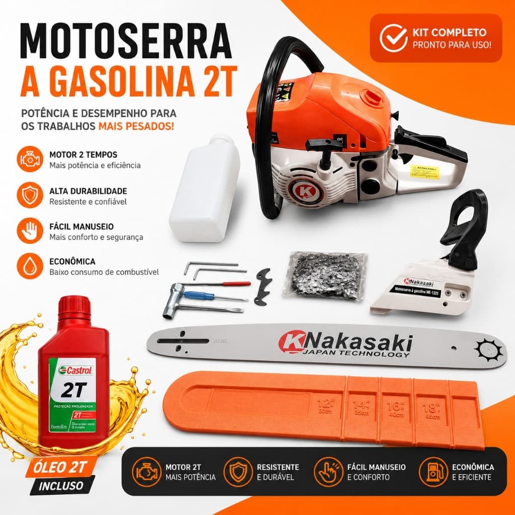 Motosserra a Gasolina Profissional 80cc Moto Serra Motoserra 3.5HP Com Óleo Sthil Sabre 55cm