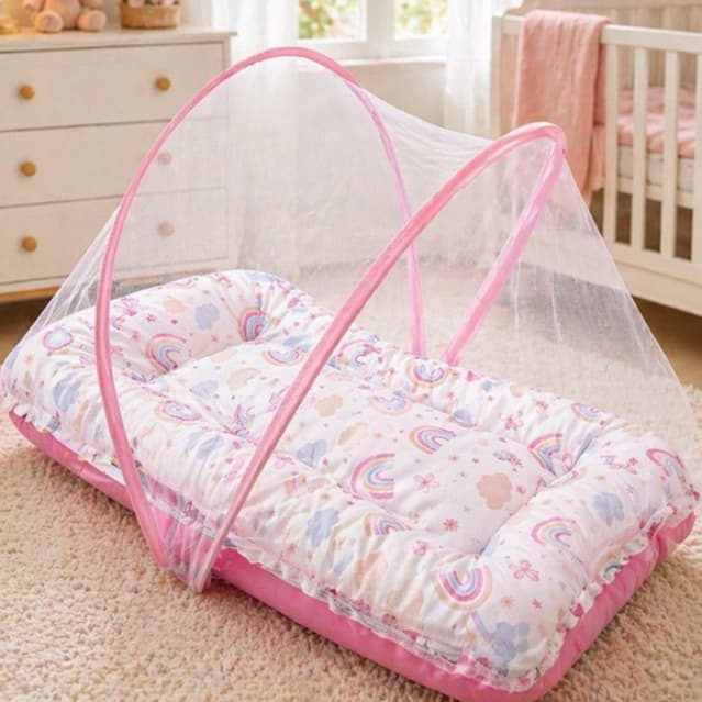 Berço Portátil com Mosquiteiro Para Bebês Menina Menino - Promoção