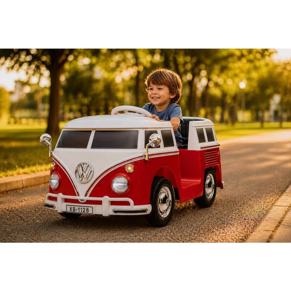 Carrinho Elétrico Infantil Classic Kombi Vermelha 6V Retrô Controle Remoto Segurança 3 Anos