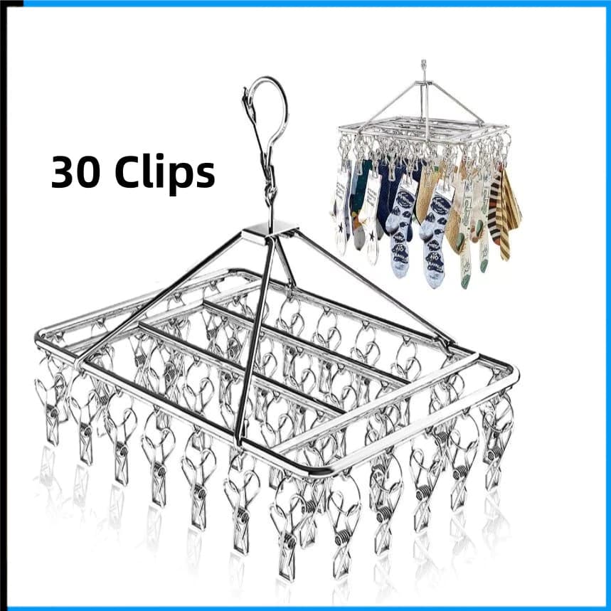 30 Clipes Quadrados Aço Inoxidável, Resistentes e Seguros, para Roupas, Íntimas e Meias de Bebê