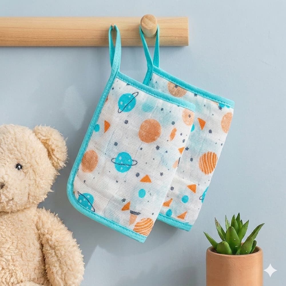 Kit 2 Toalhas Pano de Boca Bebe Soft 100% Algodão Menino Menina Enxoval Com Prendedor de Chupeta