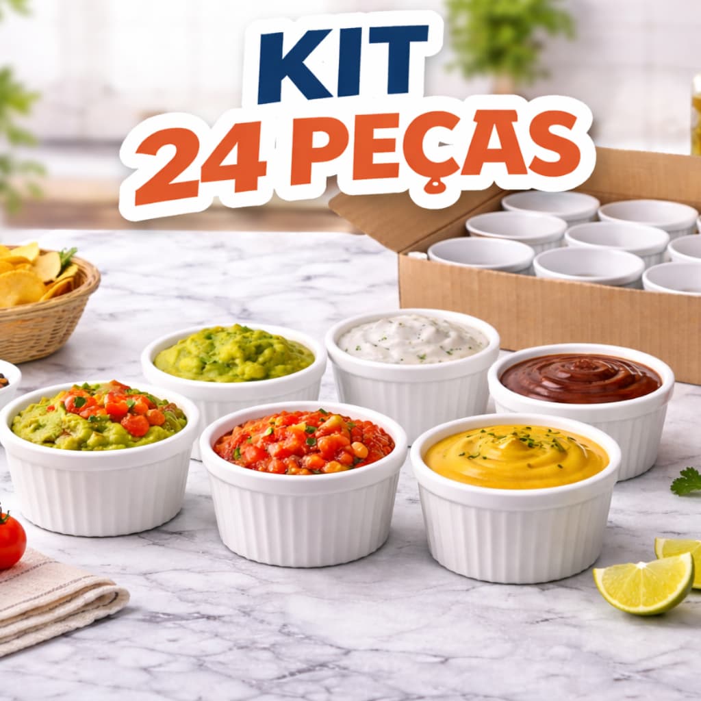 Ramekin 110ml Plástico Resistente para Molhos Shoyu Ketchup e Porções Kit 24 Unidades