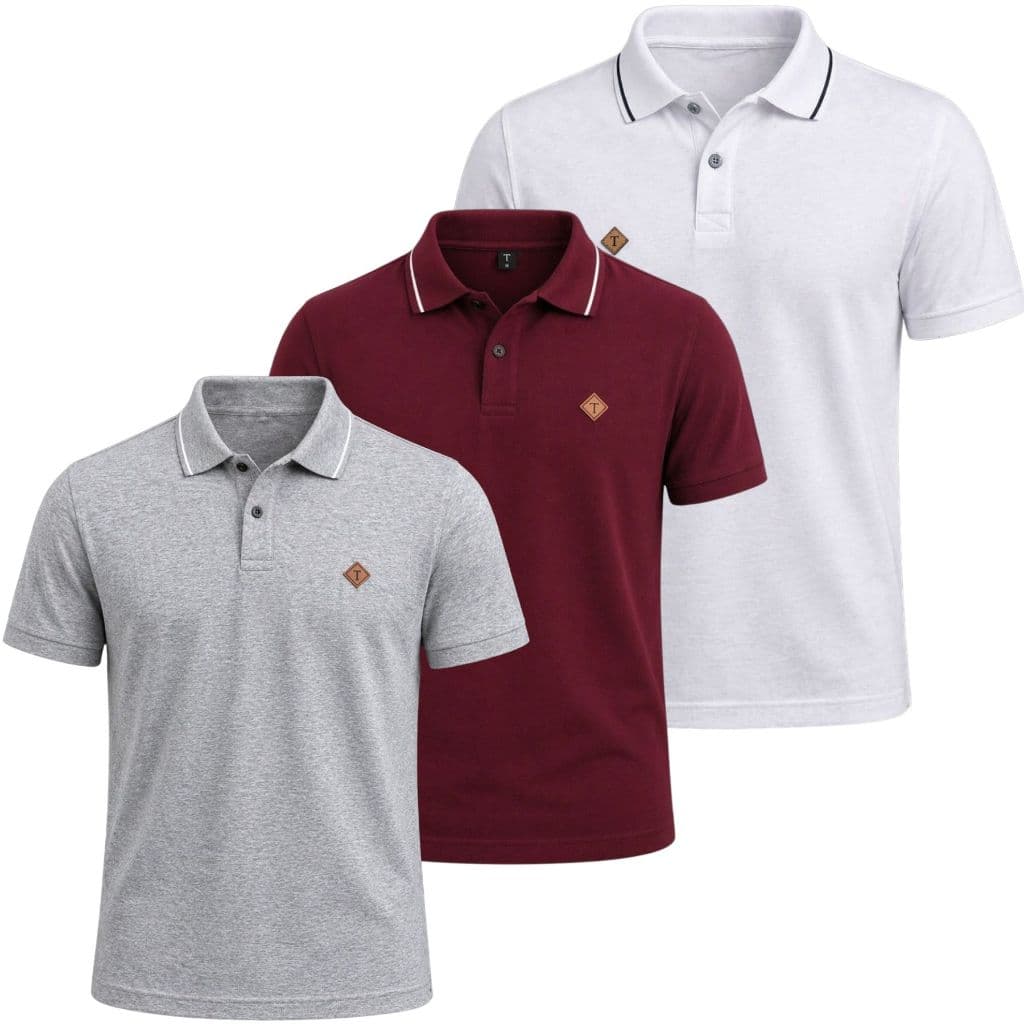 KIT COM 3 GOLA POLO MASCULINA ALGODÃO ESTILOSA CONFORTAVEL BÁSICA HOMEM BASICA ELEGANTE CASUAL MODA MASCULINA