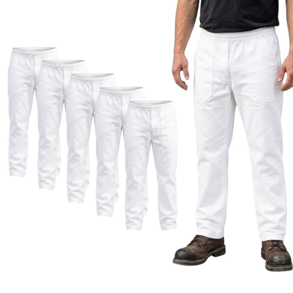 Kit 5 Calça Branca Brim Unissex Uniforme Profissional 100% Algodão Trabalho Pronta Entrega