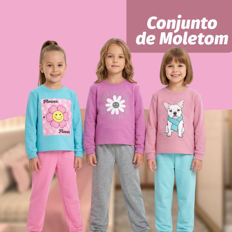 Conjunto Moletom Menina Inverno Moletom Feminino Juvenil Tamanho 1 Ao 14 Anos