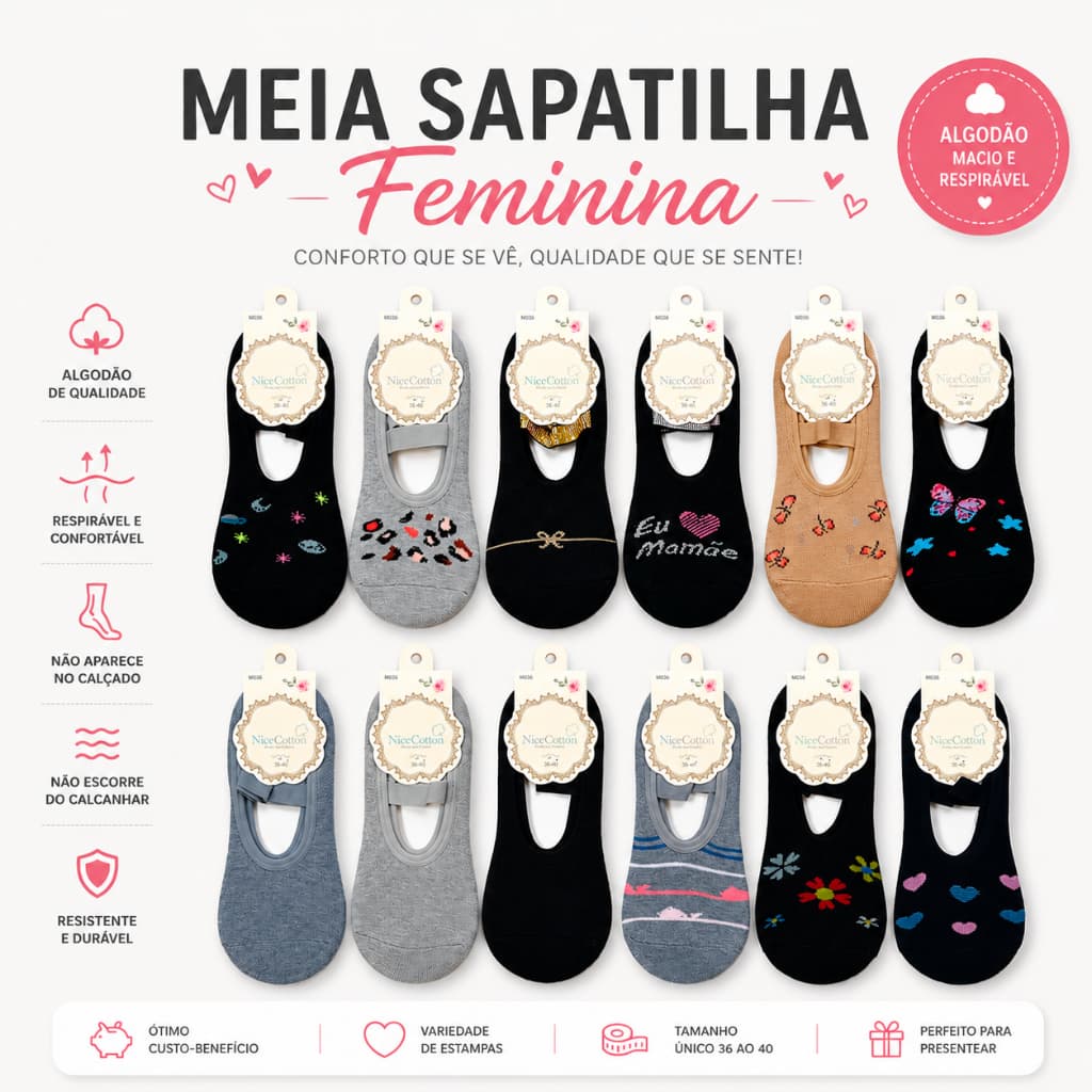 Kit Meias Sapatilhas Pilates Yoga Hidroginástica Academia Box Dança Funcional com Elástico e Antiderrapante