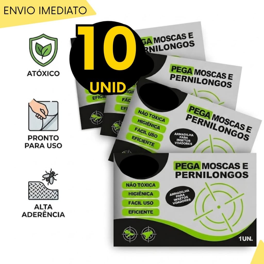 Kit 10, 5 ou 4 un - Pega Moscas Adesivo para Insetos e Pernilongos