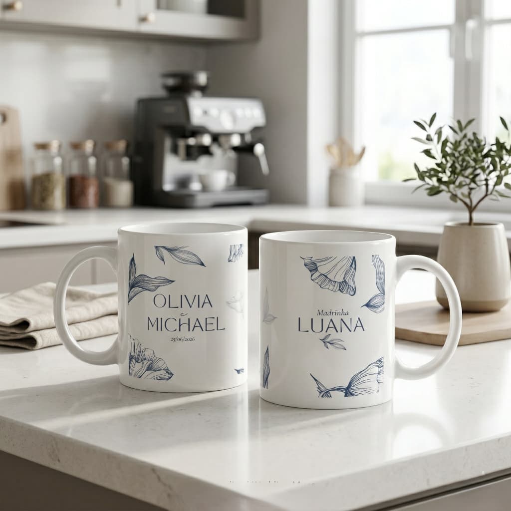 Caneca Convite Padrinhos de Casamento Personalizada Madrinha e Padrinho Xícara