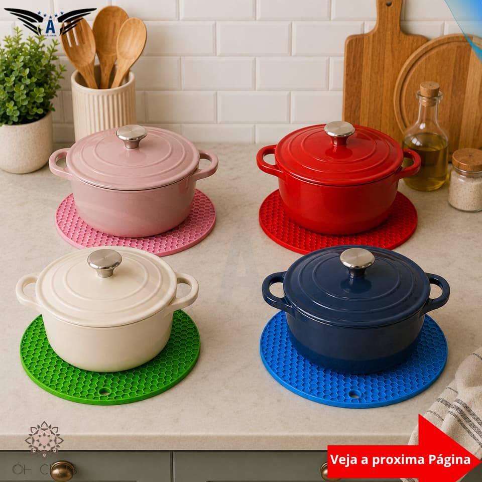Descanso de Panela de Silicone 17cm Resistente ao Calor Protetor Antiderrapante Antiderrapante