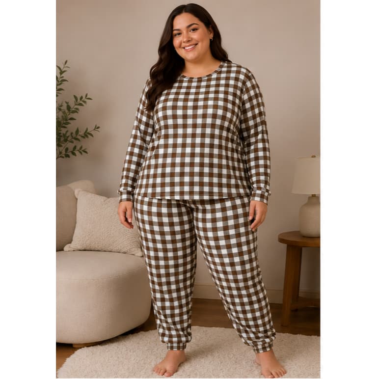 Pijama Ultra Soft Feminino Adulto Plus Size Plush Inverno Confortável Quentinho