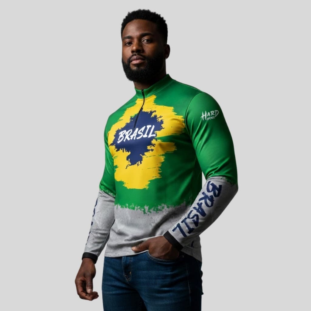 Camisa Brasil Verde Hard Sport Proteção Uv50+ Dryfit