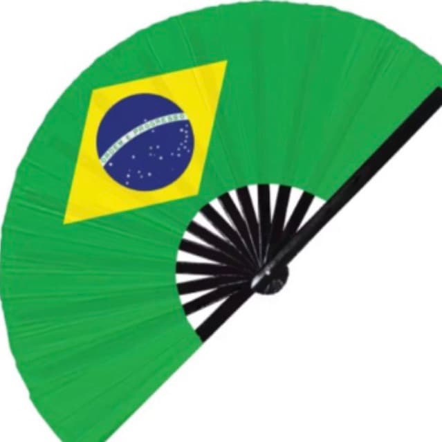 Leque Bandeira do Brasil Dobrável | Acessório Copa Torcida Festa