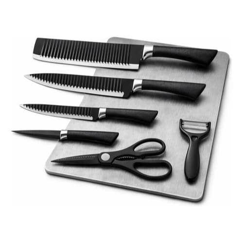 Kit Facas Profissional 7 Peças Inox C/Tesoura Tábua Grande Antiaderente - Chef Gourmet