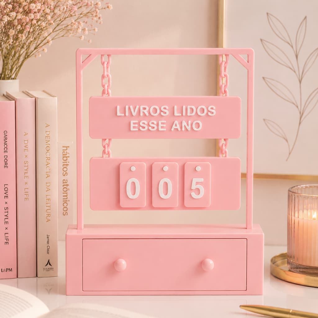 Contador de Livros Decorativo | Books Read This Year | Aesthetic Rosa | Presente para Leitoras
