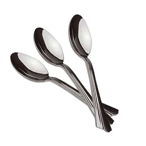 Kit 50 Colher Prata Luxo Refeiçao Descartavéis Decoração Casamento