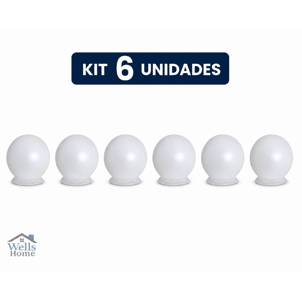 Kit 6 Globo Bolinha 15cm Boca 10cm PVC Para Ventilador Teto