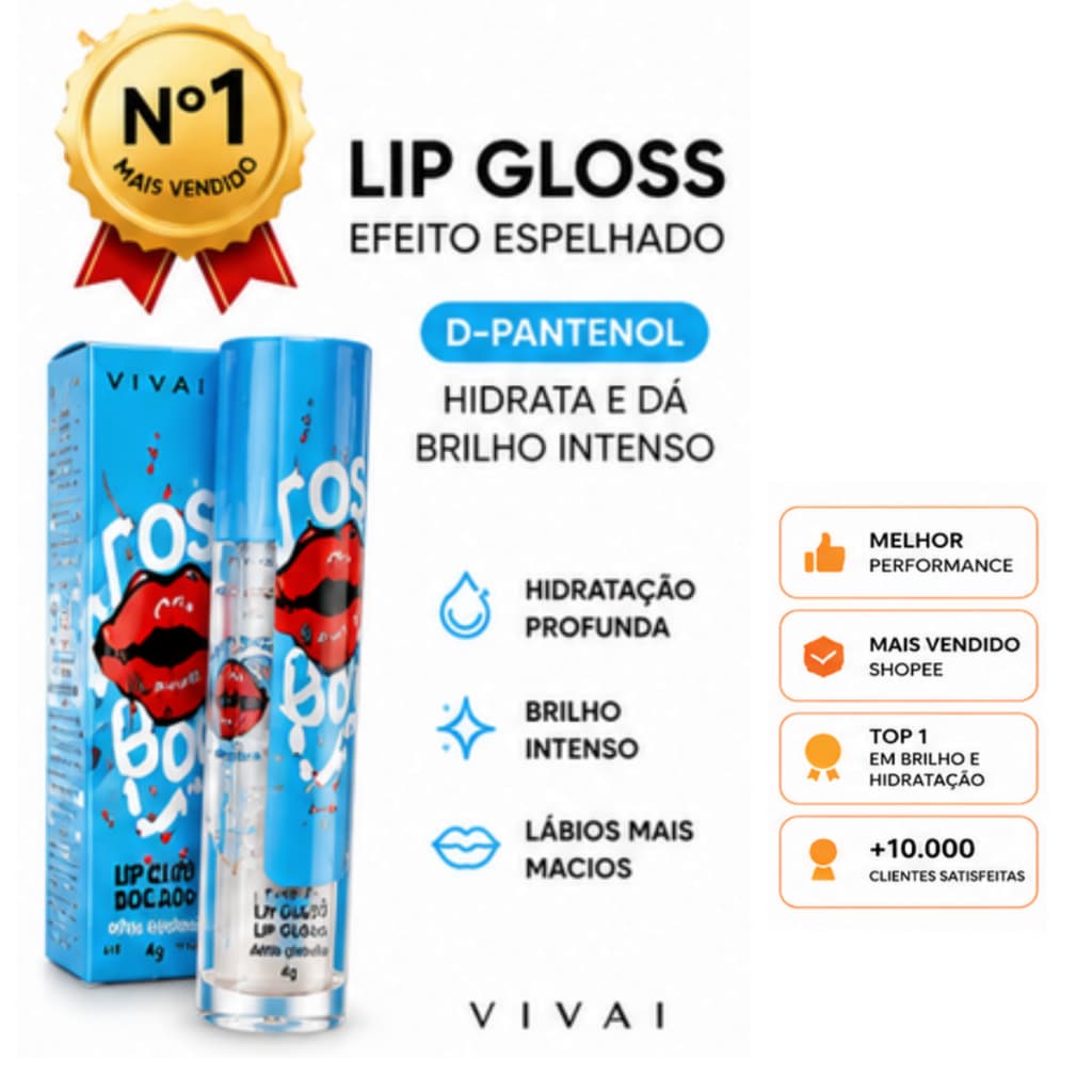gloss lip Viral efeito espelhado vivai hidratação intensa boca brilhosa Brilho Intenso cabe na bolsa