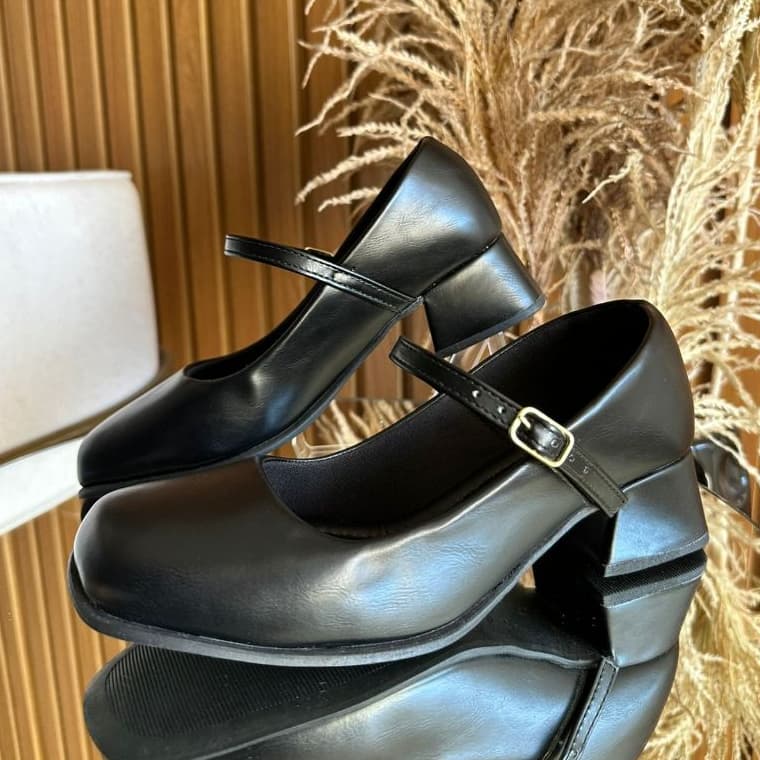 Sapatilha Sapato Boneca Feminino  Caramelo Preto  Confortável Bico Quadrado Elegante