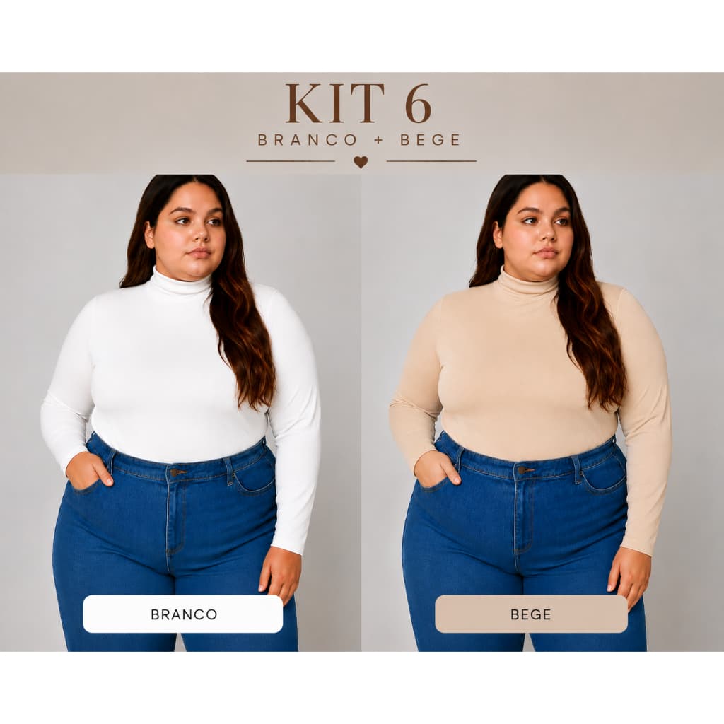 Kit 2 Segunda Pele Cacharrel Feminina Plus Size Gola Alta Suplex Inverno