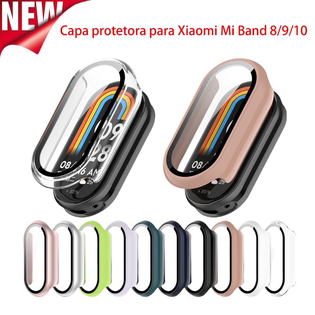 Capa protetora para Xiaomi Mi Band 8/9/10, resistente a quedas e arranhões