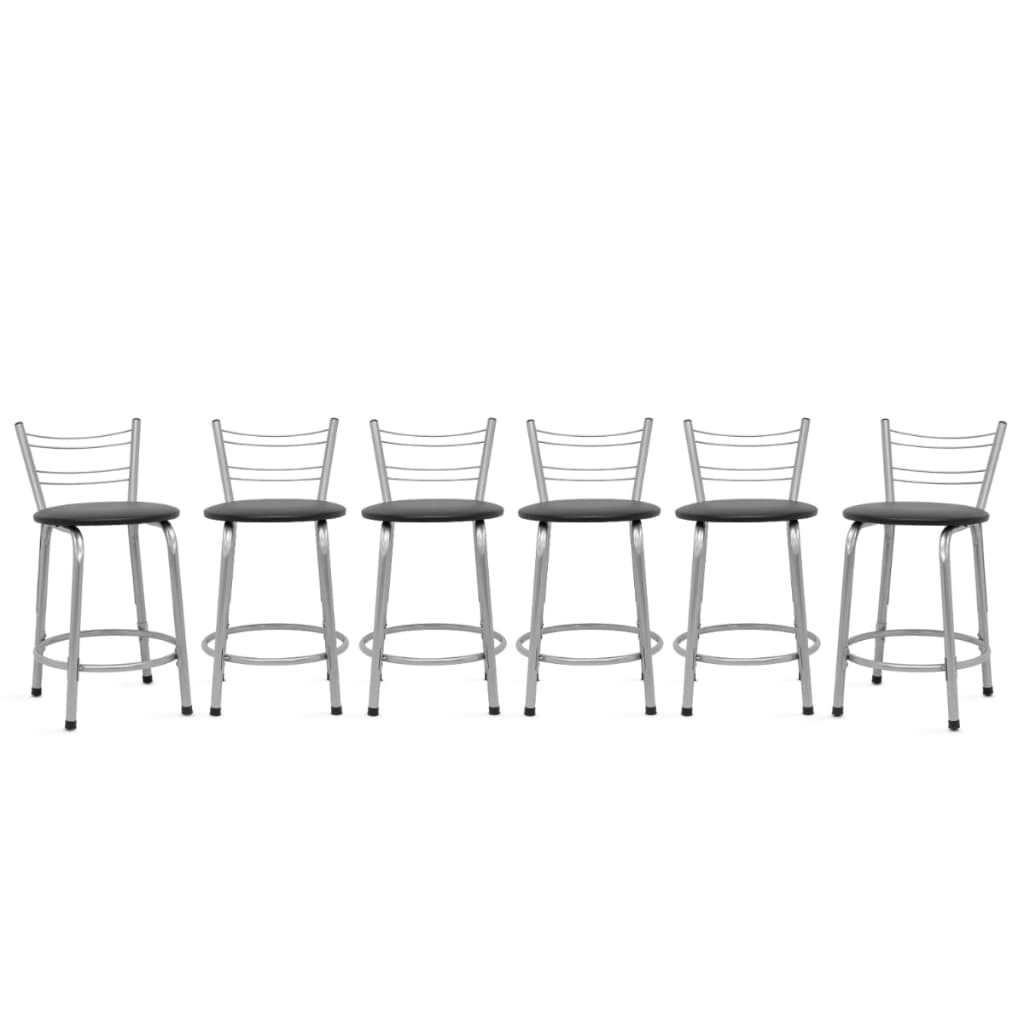 Kit 6 Banquetas Baixa Banco Flórida Prata Para Mesa Bistrô Área Gourmet Cozinha Bancada Piscina Bar