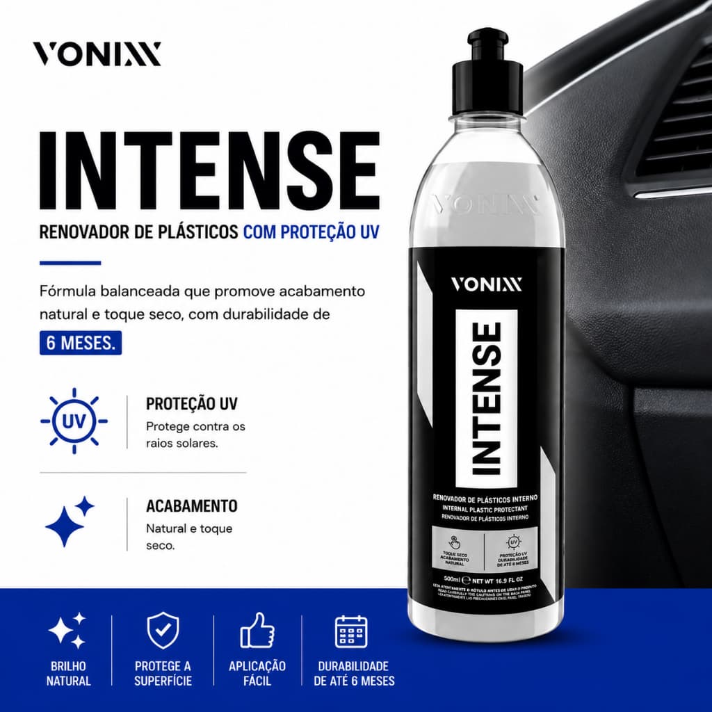 Intense Vonixx 500ml Revitalizador De Plasticos Internos Renovador Proteção UV