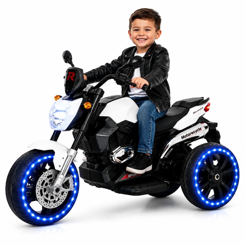 Moto Triciclo Elétrica Infantil 6V LED Música 3 a 8 Anos