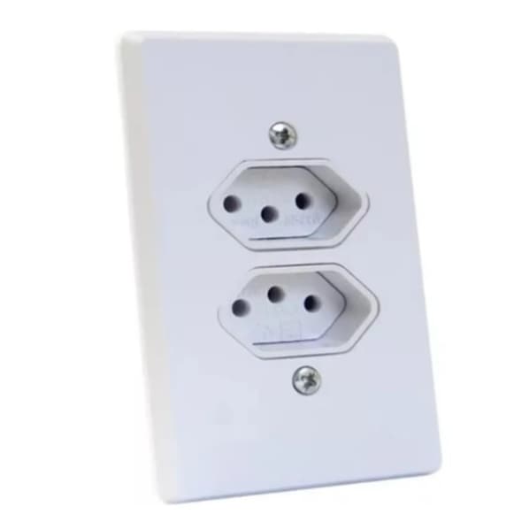 TOMADA DUPLA COM PLACA 10A MODULAR COMPLETA COM PLACA E PARAFUSOS