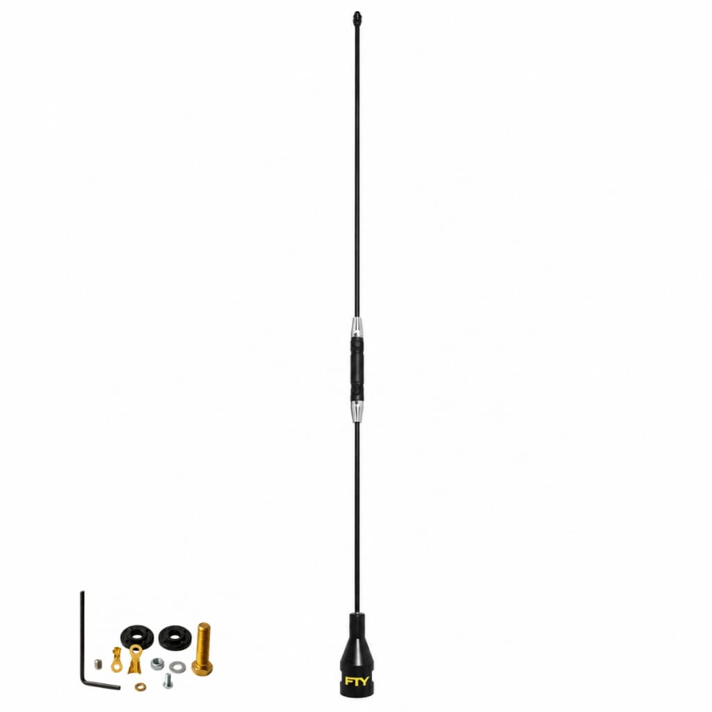 Antena Movél PX 67cm Para Carro/Caminhonete – Potente, Alto Alcance, Bobina Central, Preto