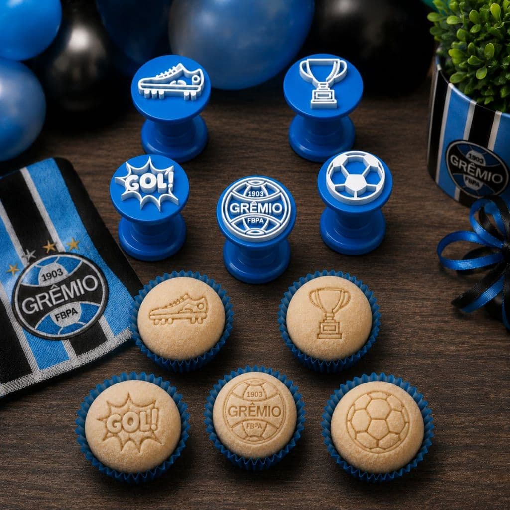 Kit 5 Carimbos Gremio Para Docinho Tema Futebol Personalize Doces Confeitaria Profissional