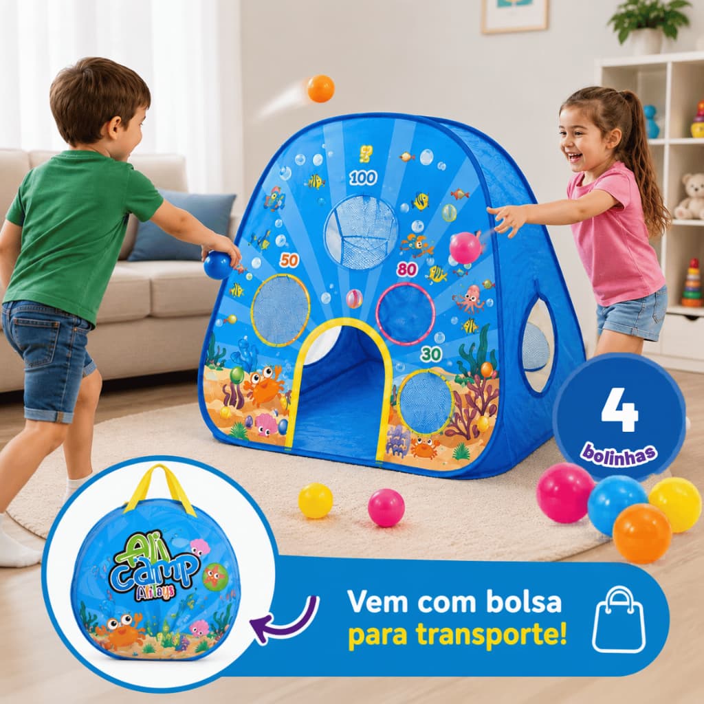 Kit Barraca Cabana toca Infantil Divertida Festa Pijama Bolinhas