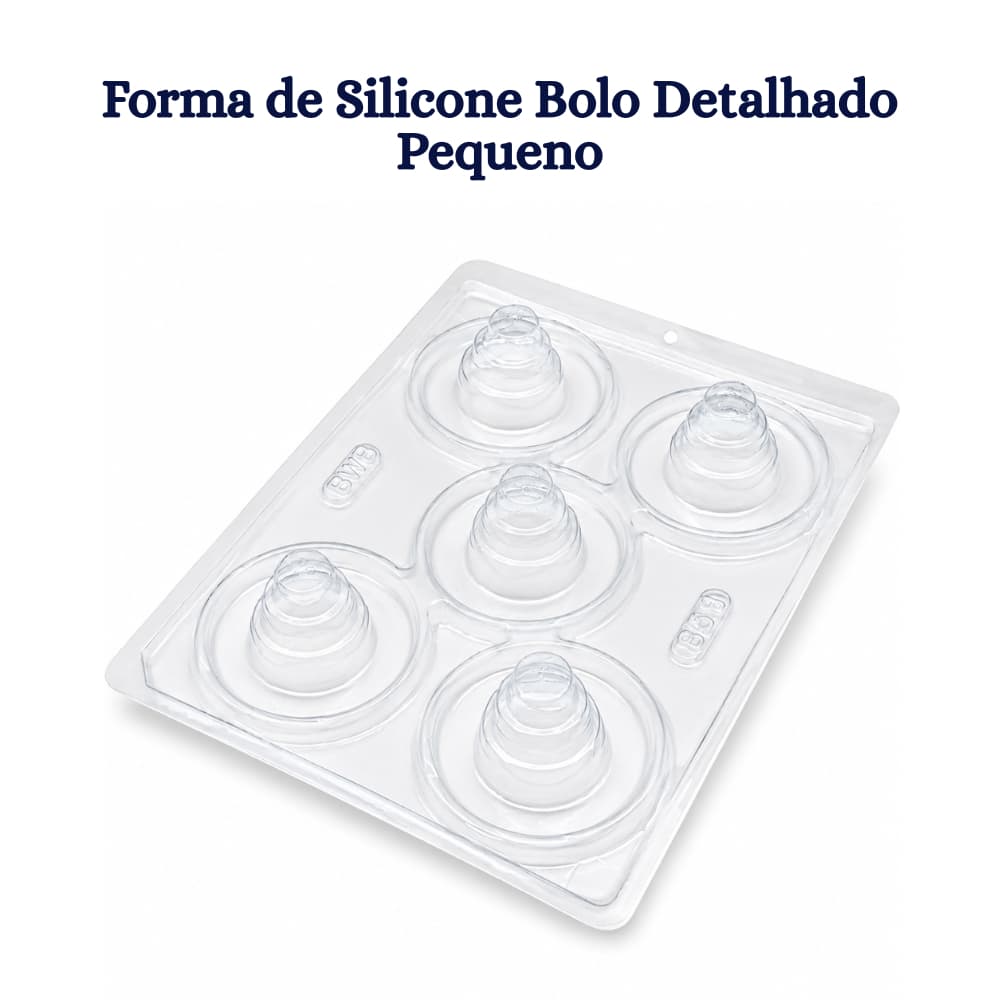 Forma Bolo Detalhado Pequeno BWB 851 Acetato com Silicone Chocolate Confeitaria Gourmet Doces Molde