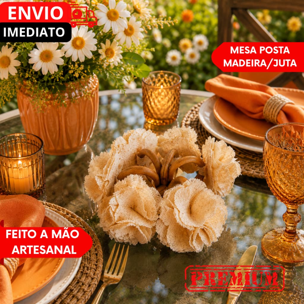 CONJUNTOS DE PORTA GUARDANAPO FEITOS A MÃO COM JUTA, IDEAL PARA MESA POSTA, DIA A DIA, CAFÉ E EVENTO