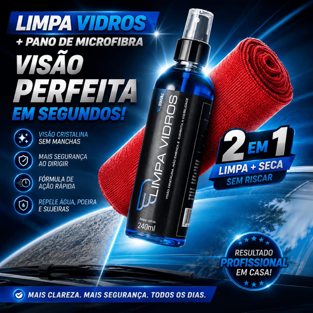 Limpa Vidro Automotivo Cristalizador Anti Chuva De Chuva Para Carro Efeito Invisível 236ml com Pano House Of Motors