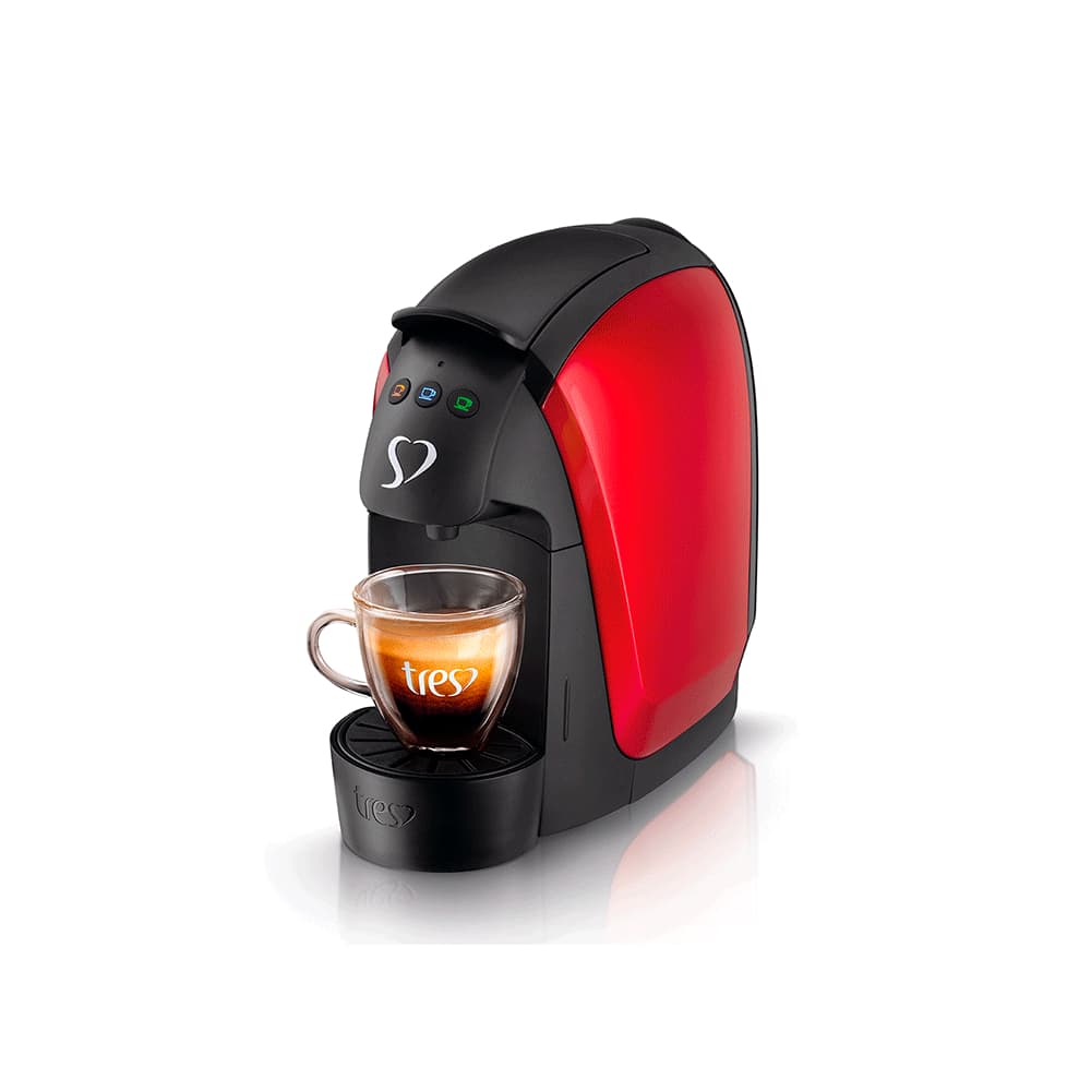 Cafeteira Espresso TRES Luna Vermelha 127V Máquina de Café Multibebidas Compacta Cápsulas 3 Corações
