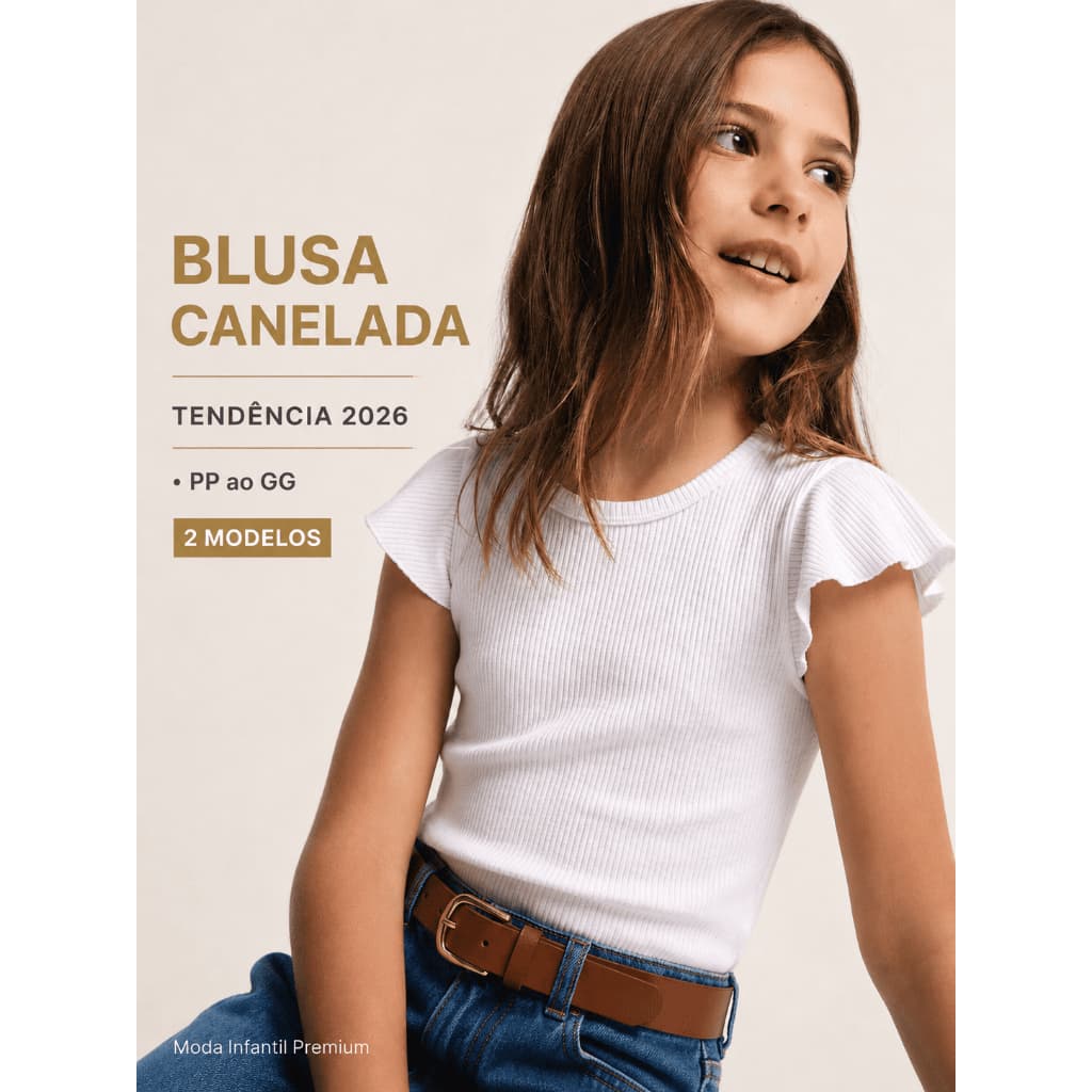Blusa Menina Infantil Juvenil Malha | Manga Aba ou Regata | Tam P - GG | Cor Branca | Tendência 2026