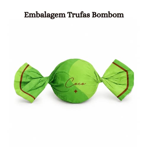 Embalagem Trufa Verde Coco Cromus 100 Unidades Embalagem Bombom Chocolate Confeitaria Papel Doces