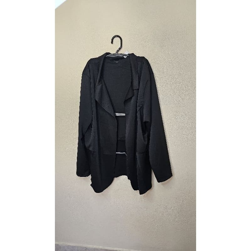 Blazer Casaco Jaqueta Feminina Preta Milu Poliéster Plus Size Tamanho 52 XG Social Casual Trabalho Aberto