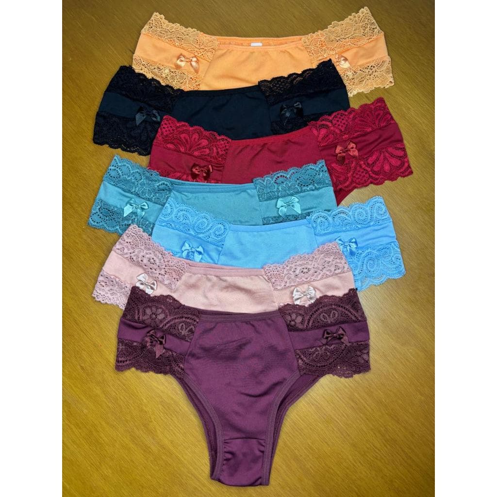KIT CALCINHAS RENDA FEMININAS CONFORTO DIA A DIA SENSUAL DELICADA MACIA ENCAIXA NO CORPO