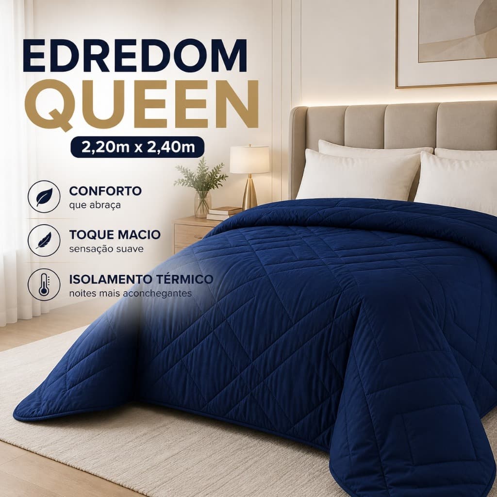 Edredom Queen Micro Percal 400 Fios Macio Lavável na Máquina 2,20x2,40