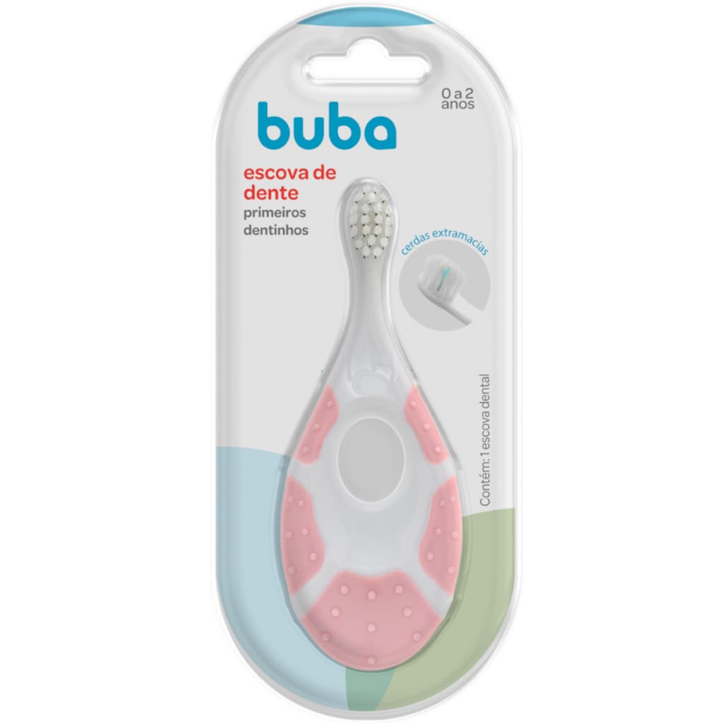 Escova de dentes infantil - Rosa - primeiros dentinhos- macia segura ideal para bebês- Buba
