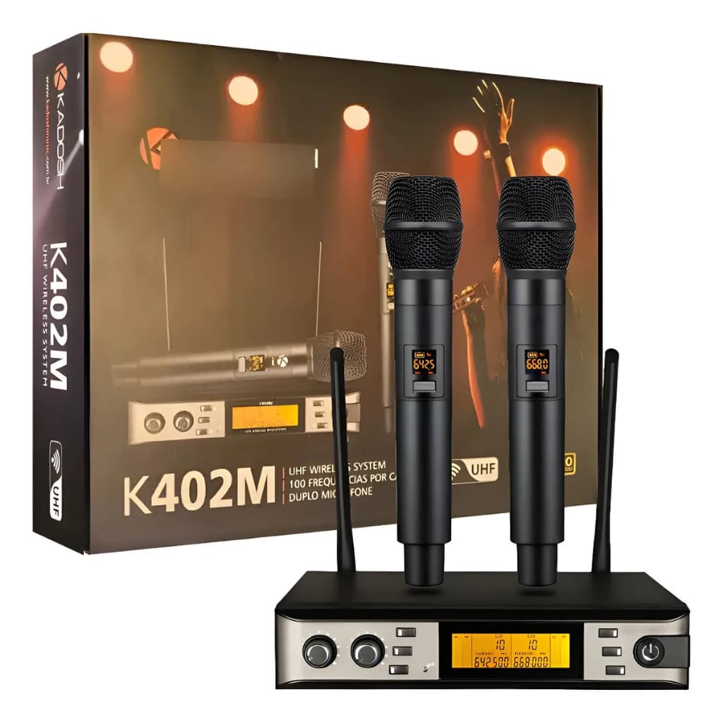 Microfones Dinâmico Cardióide Sem Fio Kadosh K-402m Cor Preto