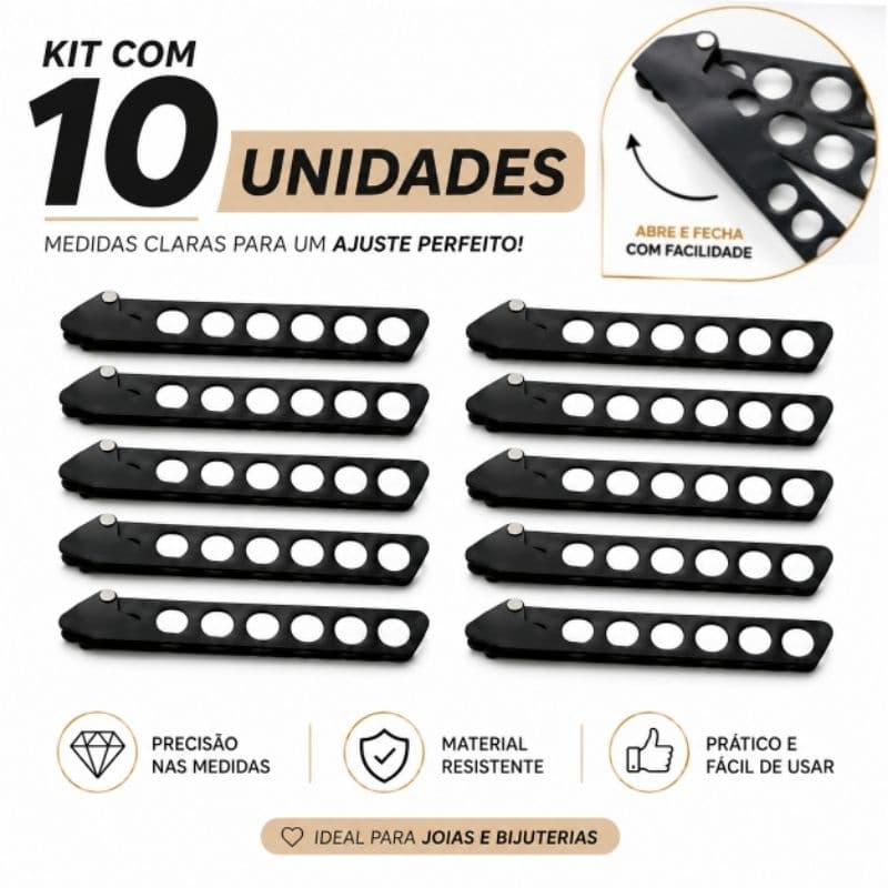 Kit 10 Réguas Medidora de Anel Plástica Tamanhos 2 ao 32 – Aneleira Dobrável Medidor