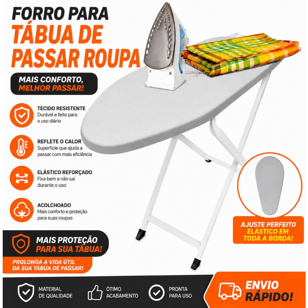 Forro Térmico para Tábua de Passar Roupa Não Queima Facilita o Passar AntiCalor