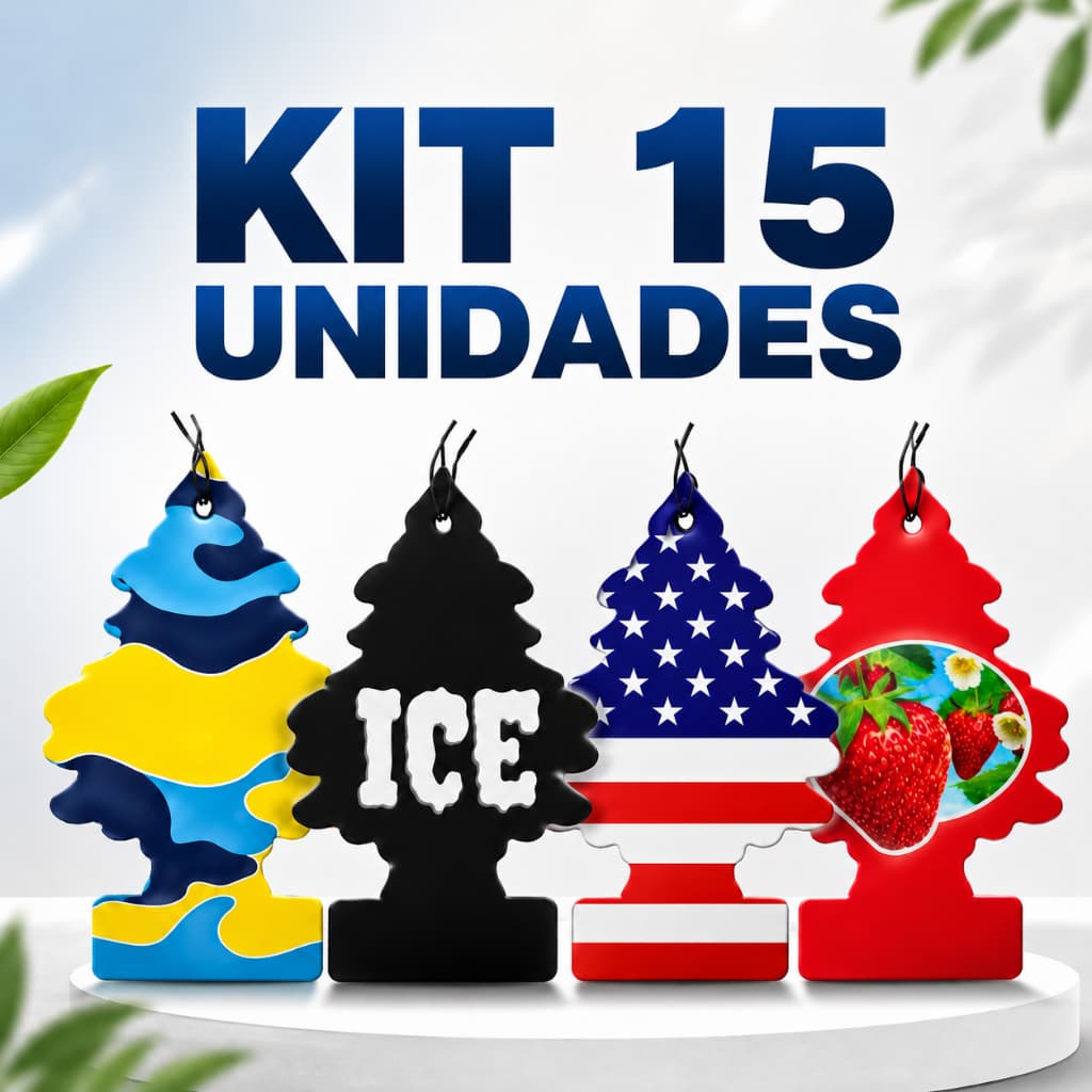Kit 15 Unidades Cheirinho para Carro Pinheiro Aromatizante Automotivo Longa Duração Perfume Premium
